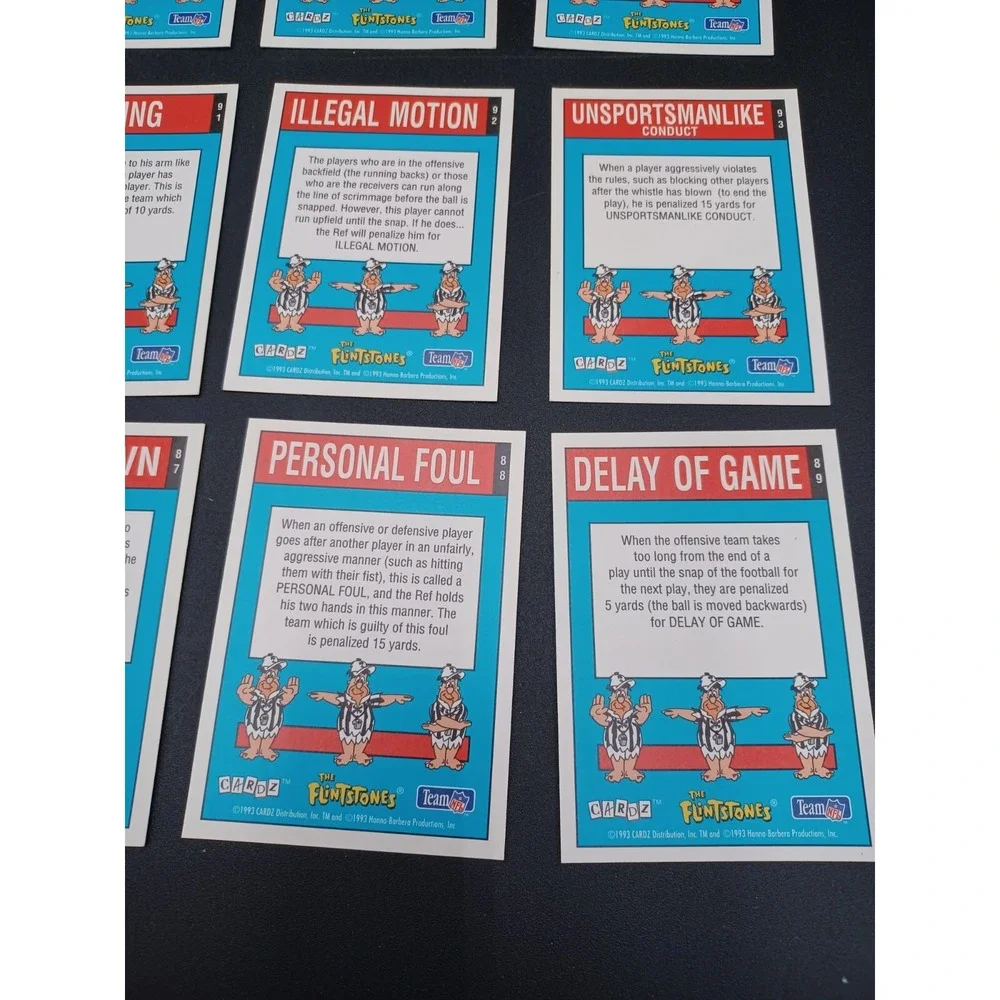1993 Cardz Flintstones NFL Stone Age Signals Replacement Cards **read
